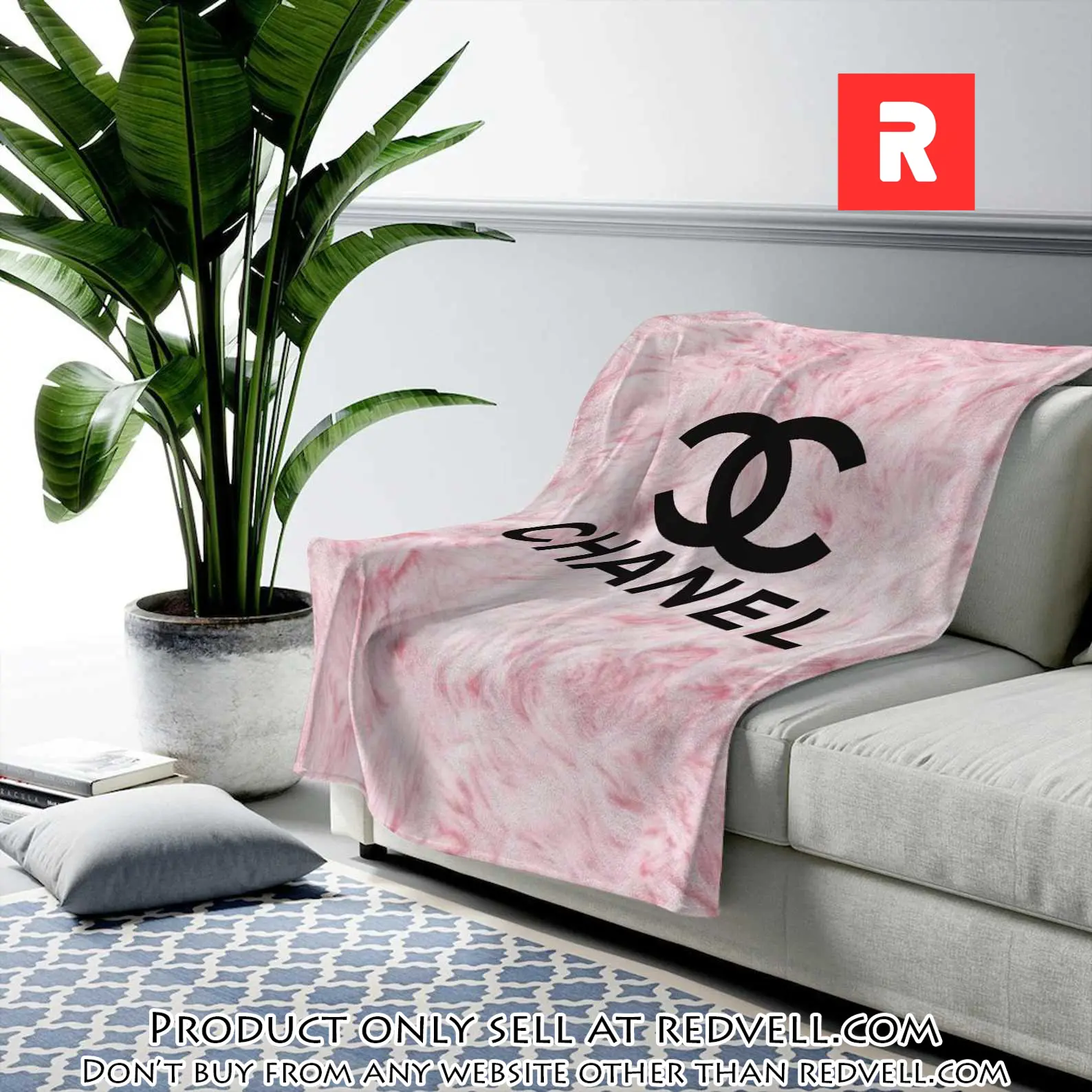 Chanel pinky fashion luxury brand premium blanket fleece home decor rv3905848
